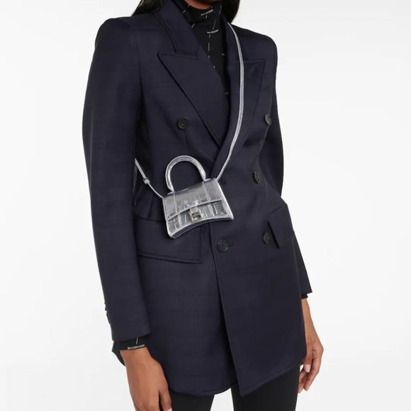Balenciaga Handbags - BALENCIAGA Hourglass Mini croc-effect leather tote